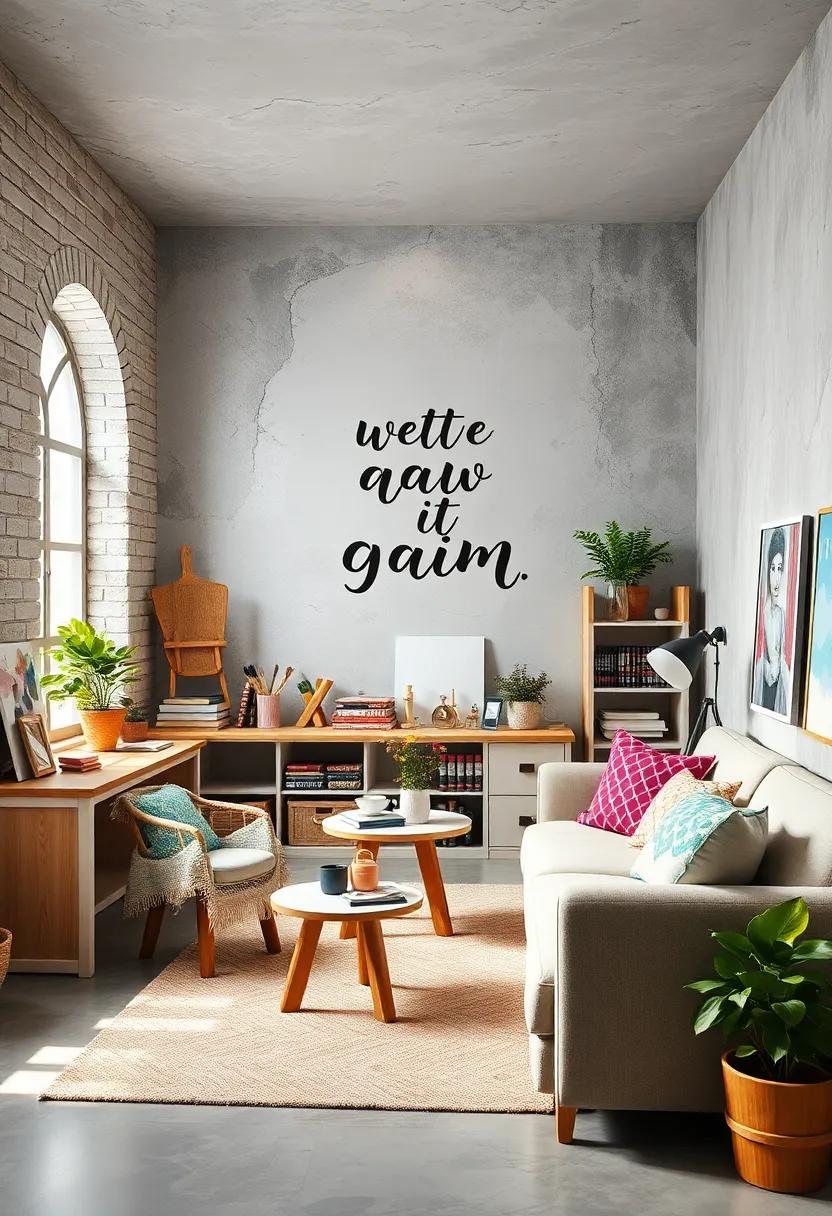 Incorporate inspirational quotes or murals to motivate and uplift daily creativity