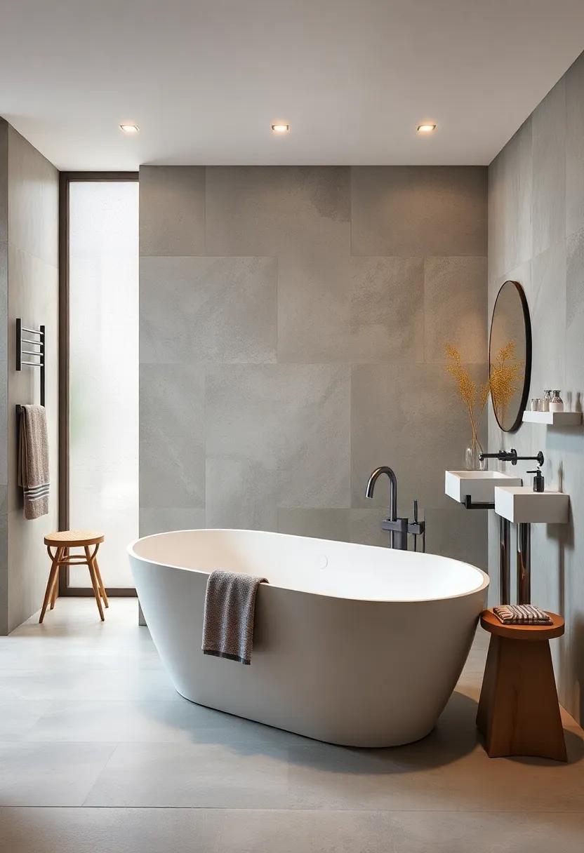 Install a freestanding bathtub as a statement piece that elevates the bathroom's elegance