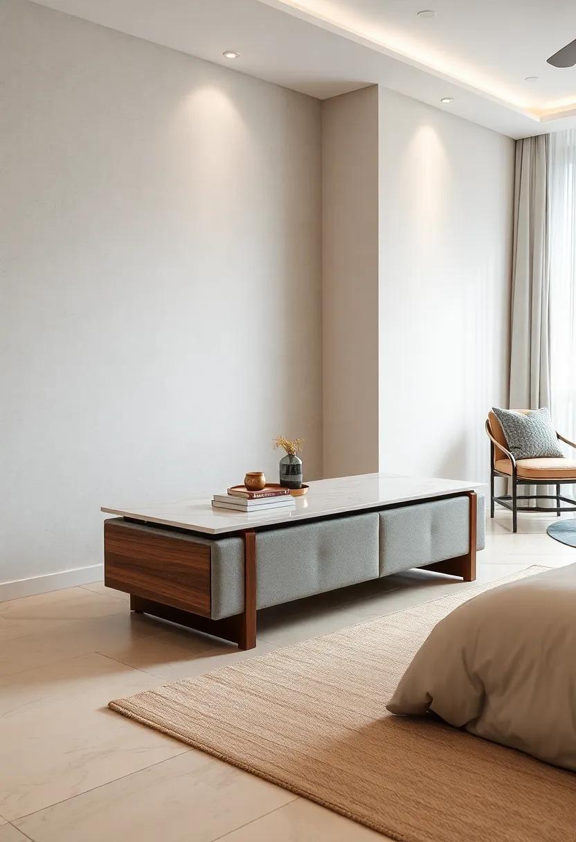 Elegant Marble-Top Storage Bench - Marble surface paired with a stylish wooden base that lifts up to reveal valuable storage space