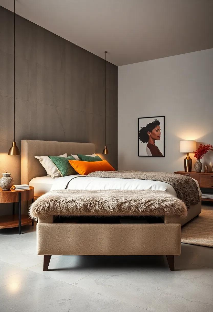 Faux Fur Storage Bench - Soft to the touch and storage-savvy, this bench adds texture and warmth with a hidden compartment