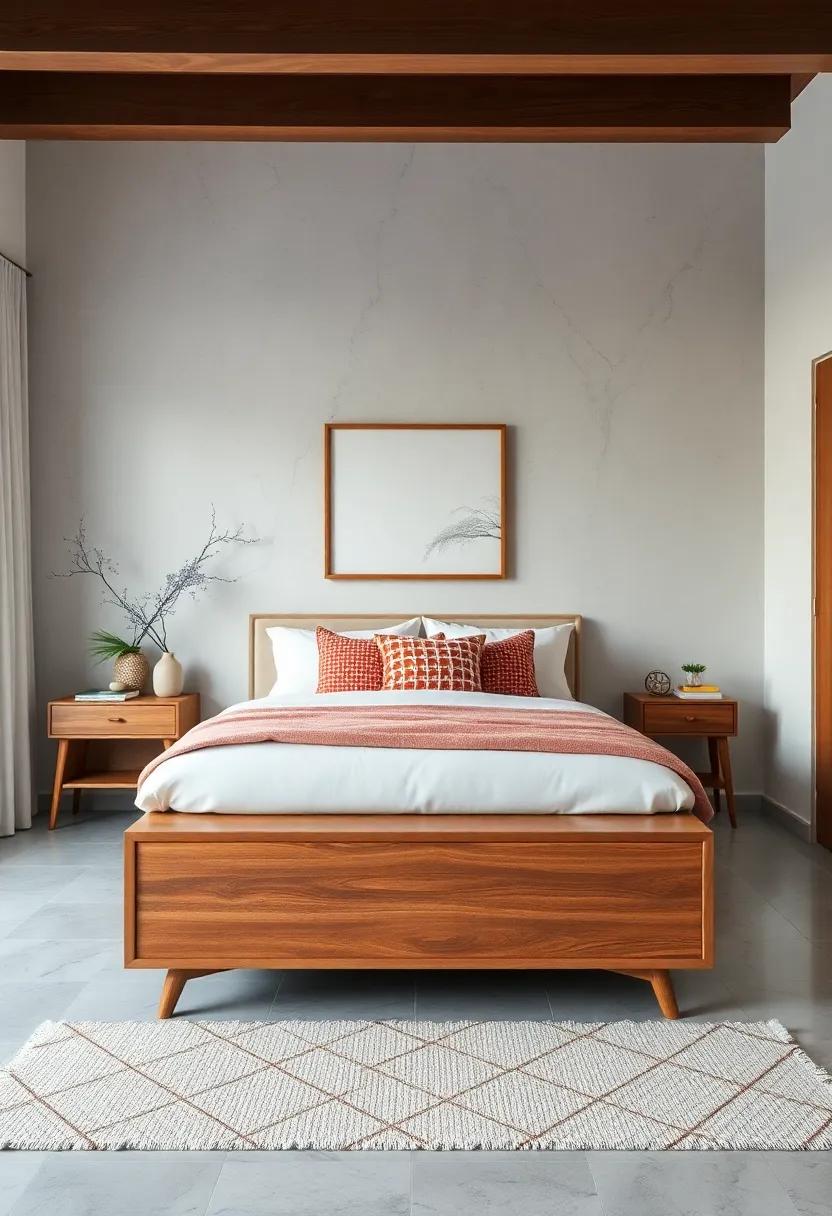 Mid-Century Modern Wooden Chest Bench - Embrace clean lines and warm wood tones that offer both seating and storage without overwhelming the room