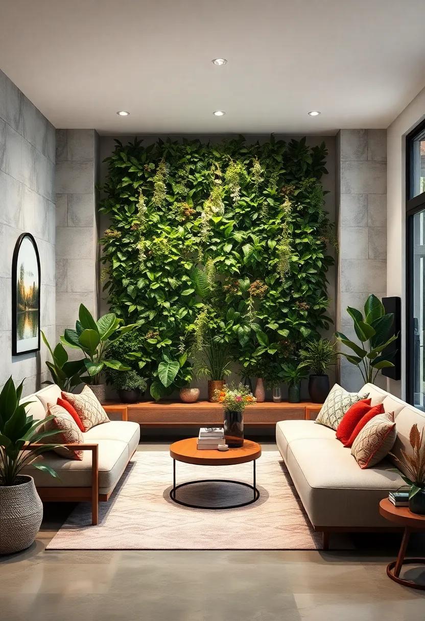 Create a cozy reading nook framed by a vertical garden, offering a peaceful retreat that promotes relaxation and connection with nature