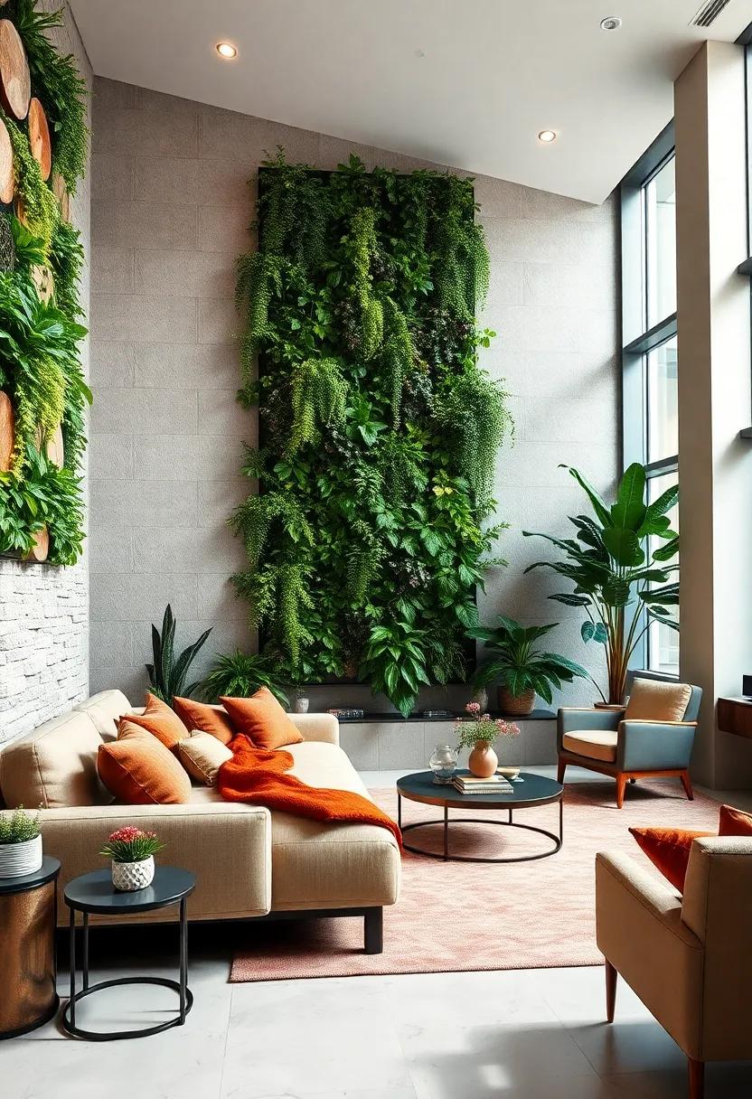 Add an element of surprise by integrating flowering plants into your vertical garden, introducing seasonal color shifts and fragrances