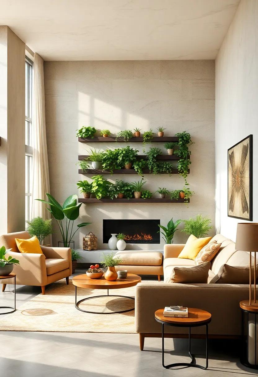 Integrate a vertical herb garden in your living space,merging style with functionality,perfect for culinary enthusiasts and plant lovers alike
