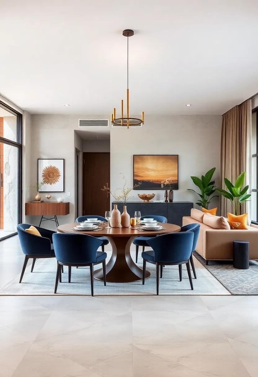 Embrace open-concept layouts for a seamless flow between dining and living areas