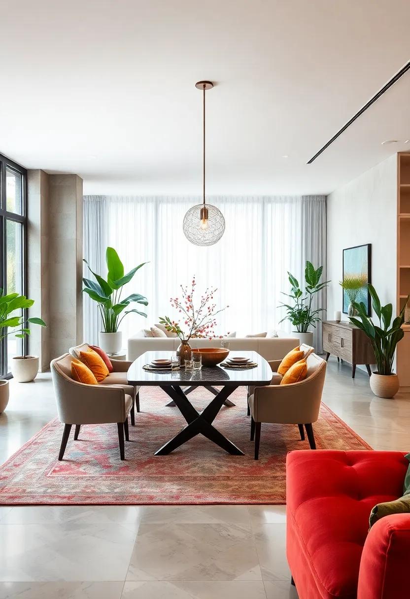 Incorporate plants to add freshness and visual separation between areas