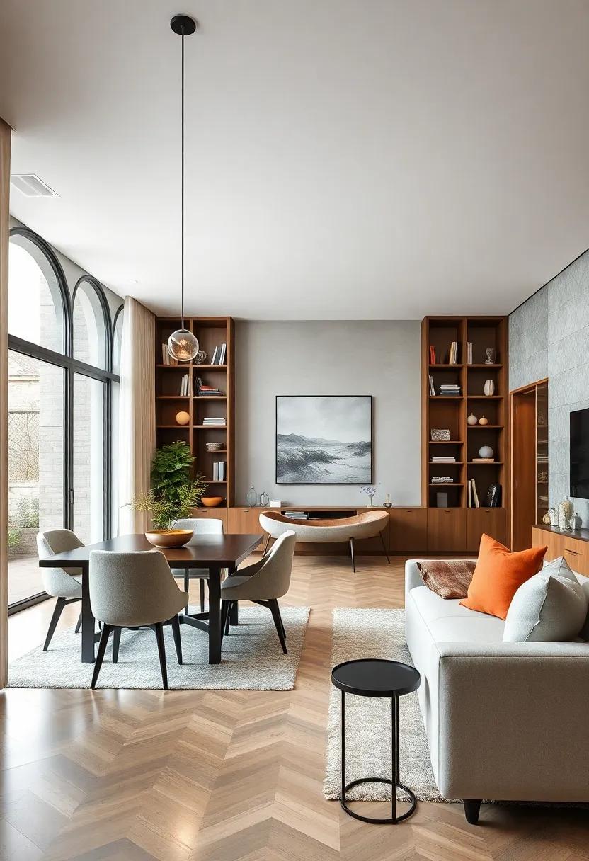 Utilize vertical space by adding tall bookcases or cabinets that serve as visual dividers