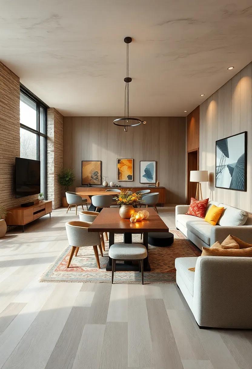 Employ consistent flooring throughout to maintain a cohesive look and smoother transition