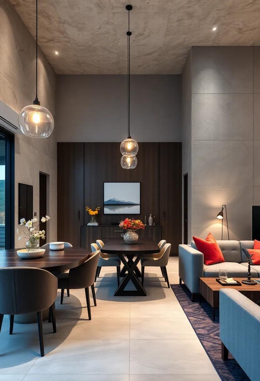 Install pendant lighting above the dining table for focused illumination and style