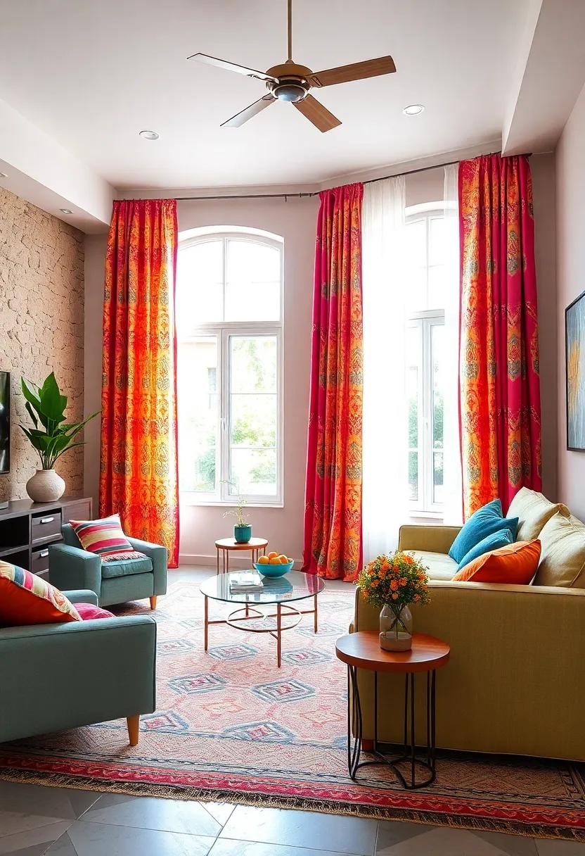 choose brightly colored ‍curtains with ‌geometric prints to frame your windows with flair