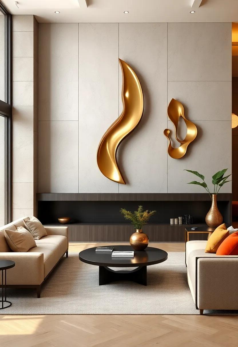 Wall-Mounted Brass Sculptures in Fluid Organic Shapes