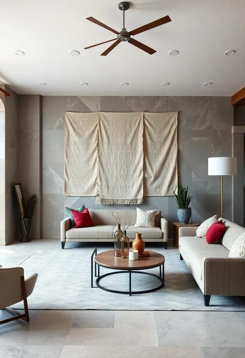 Large-Scale textured Wall Hangings in Neutral Tones