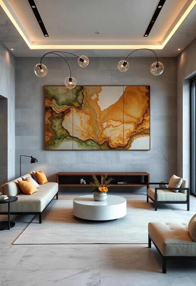 Sleek Acrylic Art Pieces with metallic Inclusions