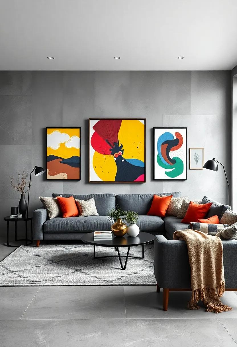 Combine ‌mid-century modern gray furniture with⁢ colorful pop art prints to inject⁢ personality while maintaining ​a cohesive look