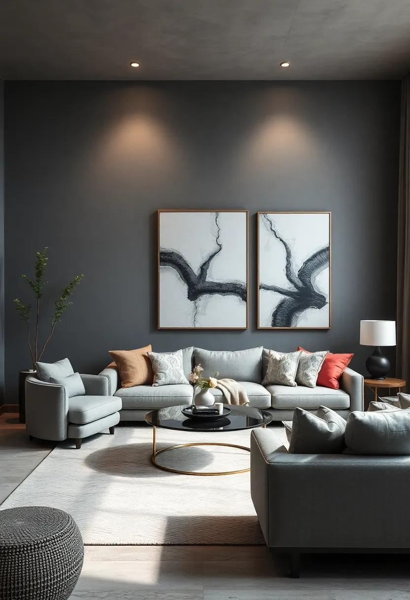 Play with monochromatic motifs by featuring fine art ‍photography in gray scale that mirrors the‌ living room's ‍palette