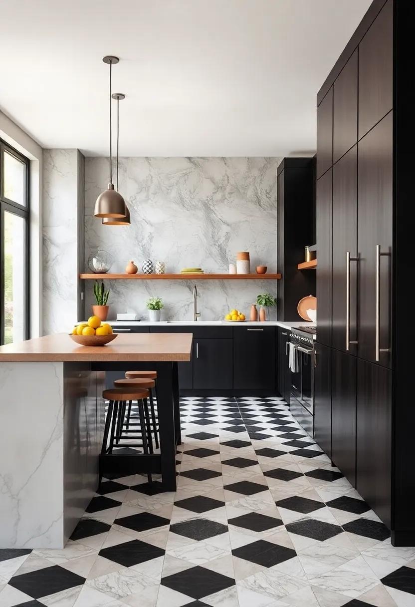 Black and White checkered Vinyl Flooring: A modern take on ‍a classic pattern, black and white ‌vinyl checks add timeless style with easy upkeep for busy kitchen spaces