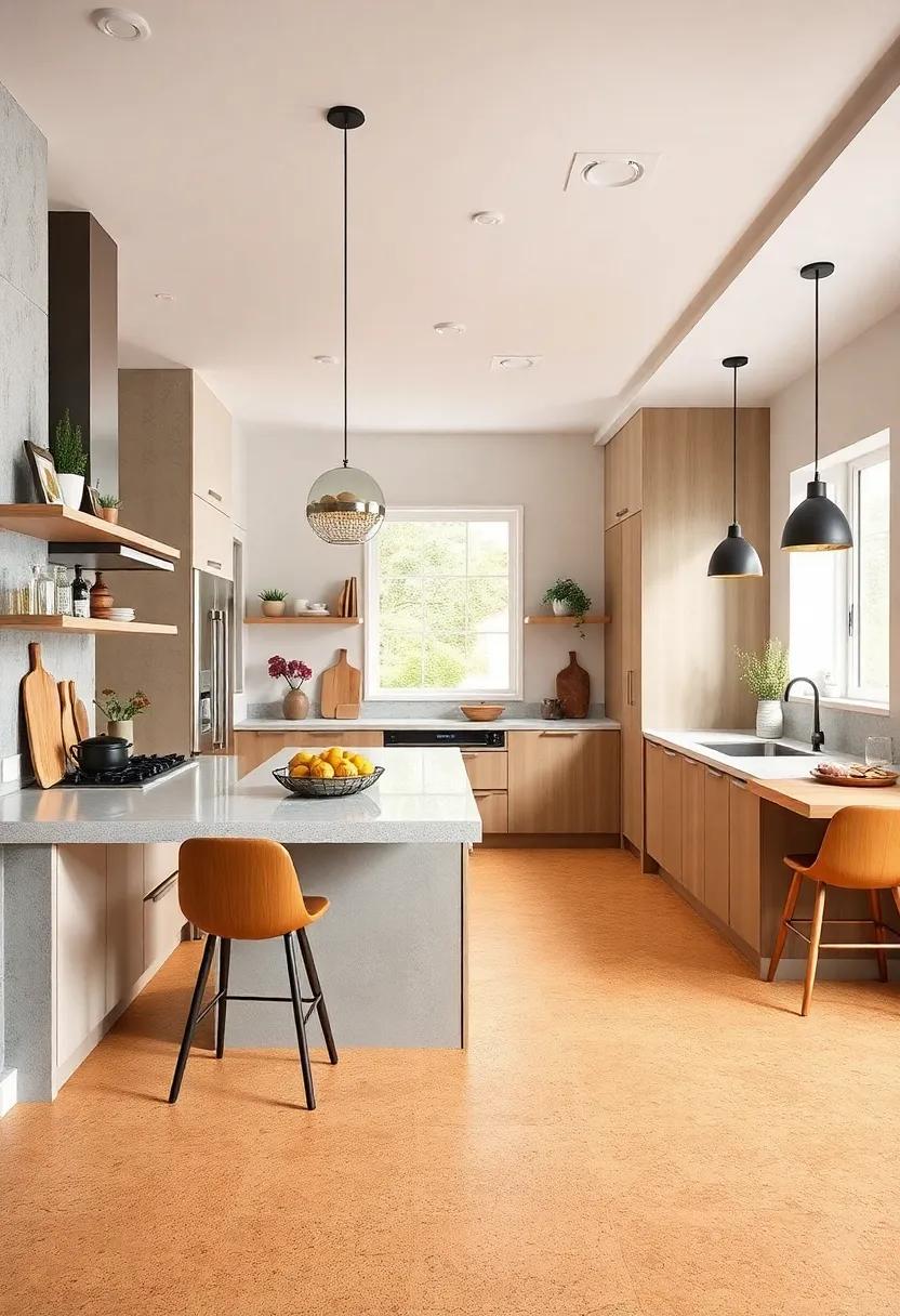 cork Flooring: Soft, warm, and sustainable, cork flooring introduces organic comfort and insulation properties, ideal for ​eco-conscious modern ⁤kitchens