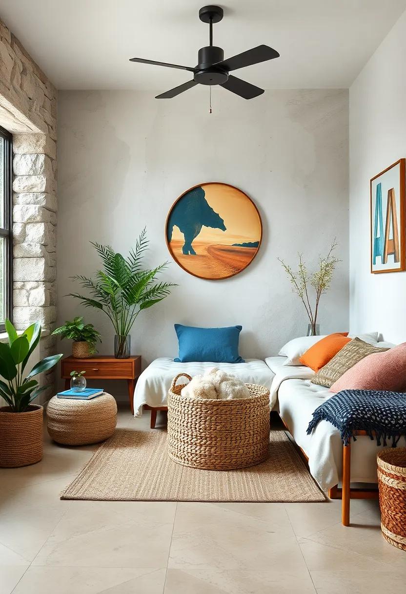 Add a woven basket for storage to incorporate natural fibers and effortless style