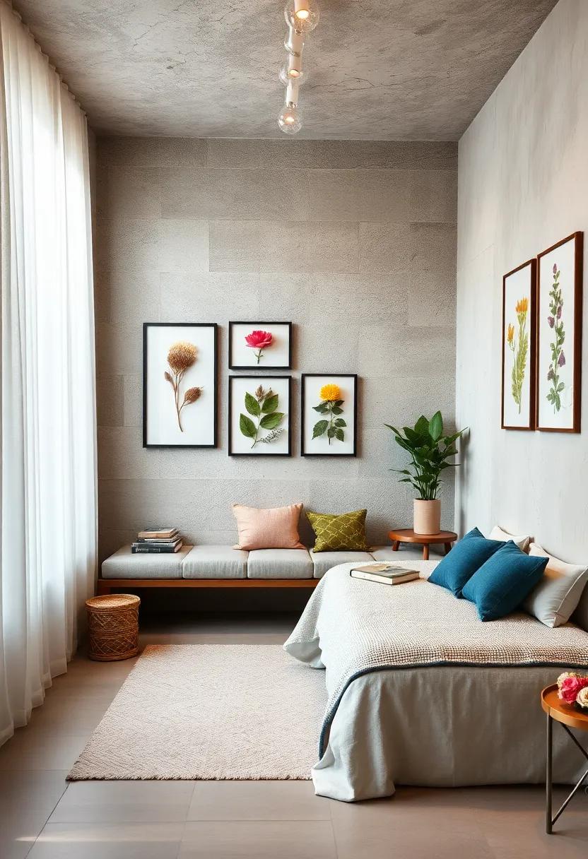 Display pressed flowers or leaf art framed on the walls as a personalized nature collection