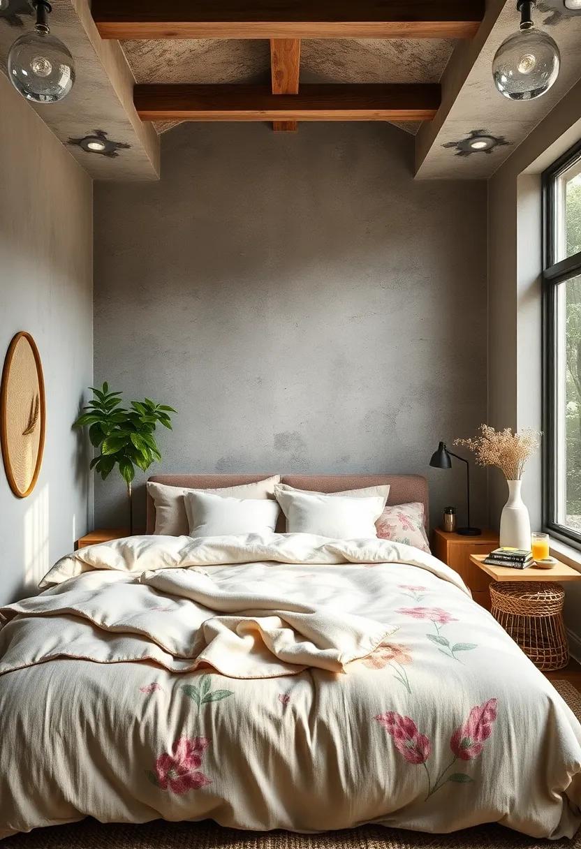 Layer textiles in muted floral patterns for a cozy,nature-infused sleep space