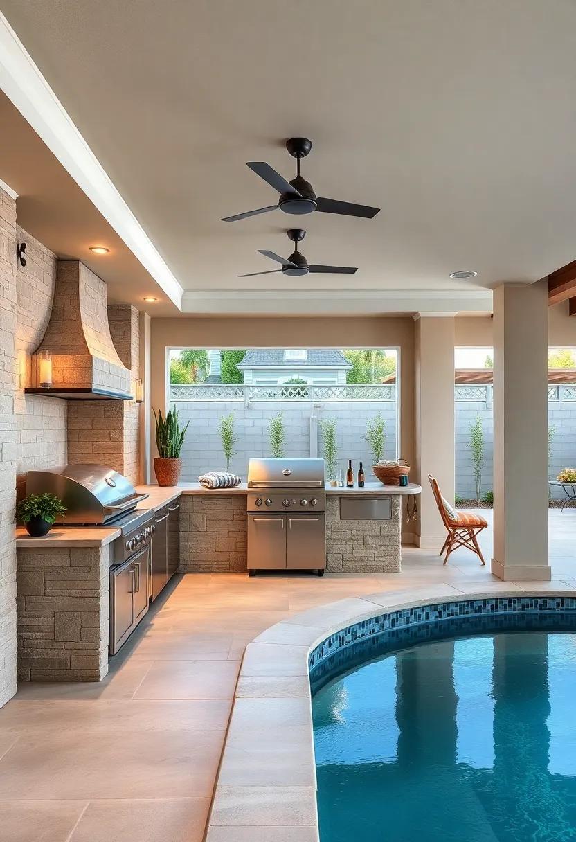 Built-In Grill Station with ‌Custom‍ Stone Countertops