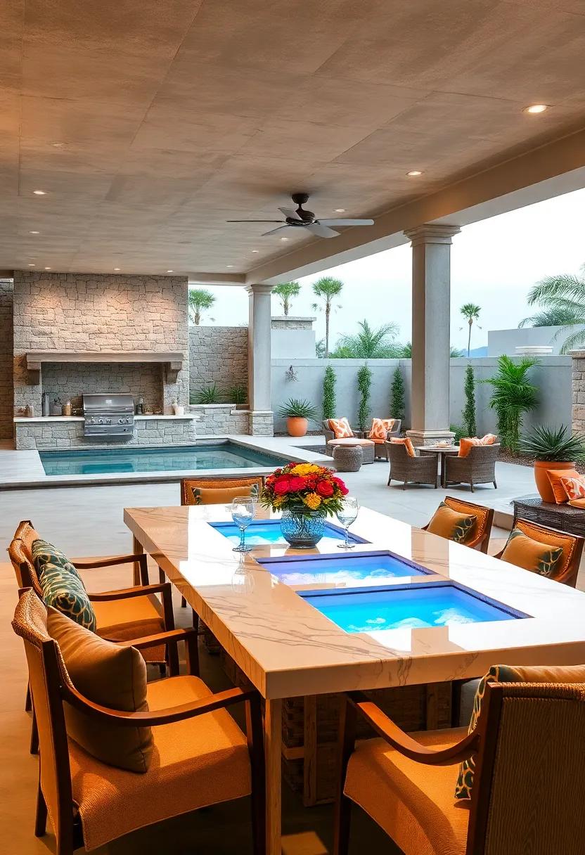 Outdoor dining⁢ Table with Built-In ⁤Ice Tubs