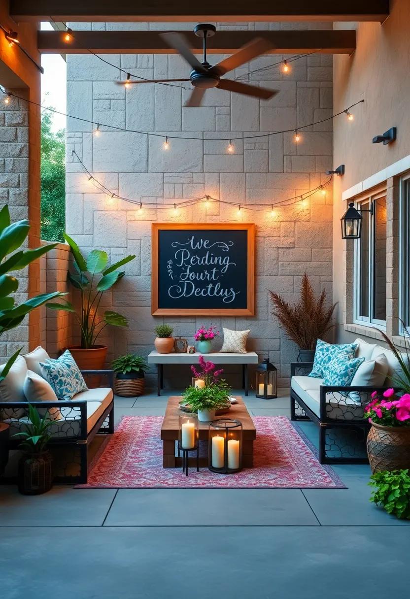 Cozy Lighting Enhancements: Frame your chalkboard with string lights or lanterns to create a warm, inviting ambiance