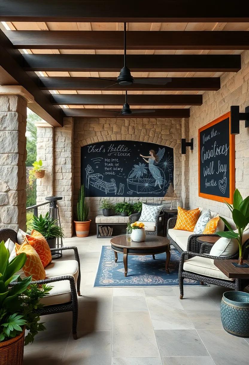 Inspirational Chalk Art: Commission or create seasonal artwork to bring color and personality to your patio walls