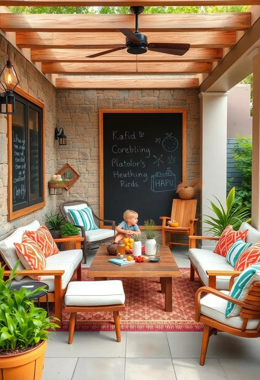 Kids' Drawing Corner: Set up a dedicated chalkboard space for children to express their creativity outdoors