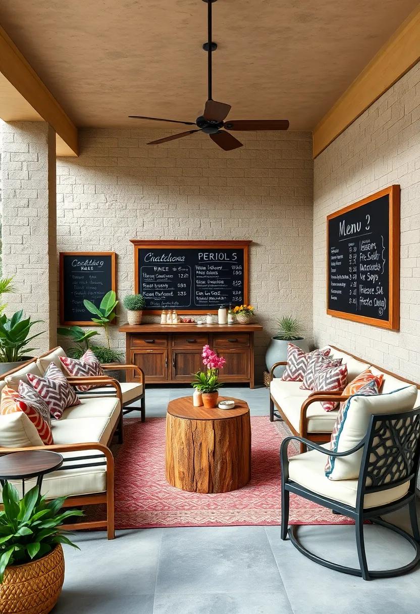 outdoor Bar Menu: Display cocktail recipes or drink options to add flair to your patio bar setup