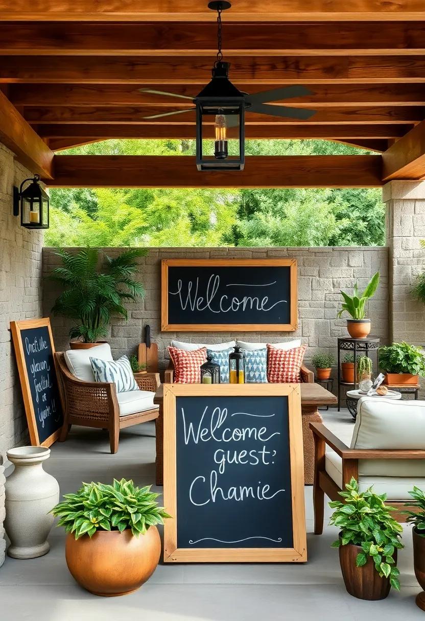 Personalized Welcome Signs: Greet your guests with a charming hand-drawn message that sets the tone for your outdoor gatherings