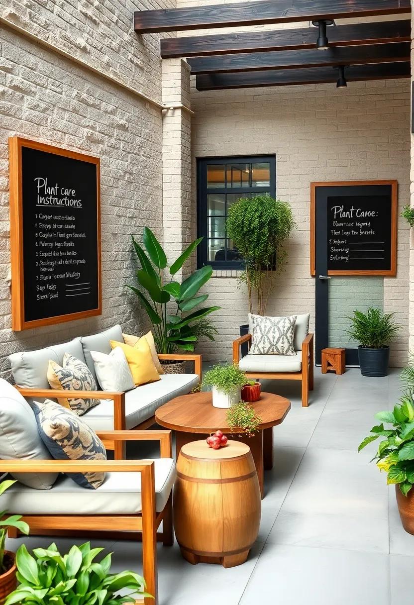 plant Care Instructions: Offer tips or watering schedules on chalkboards near your potted plants