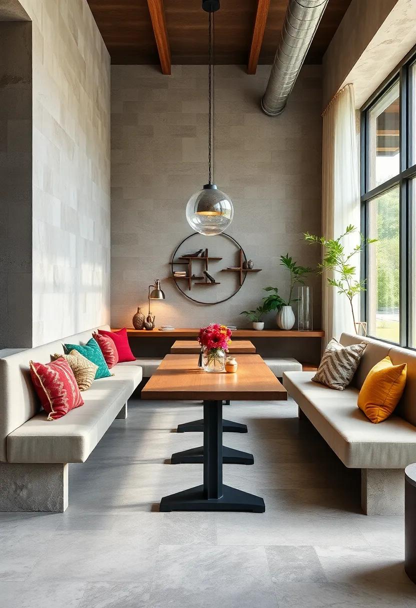 Bench Seating Paired with Small Rectangular Tables