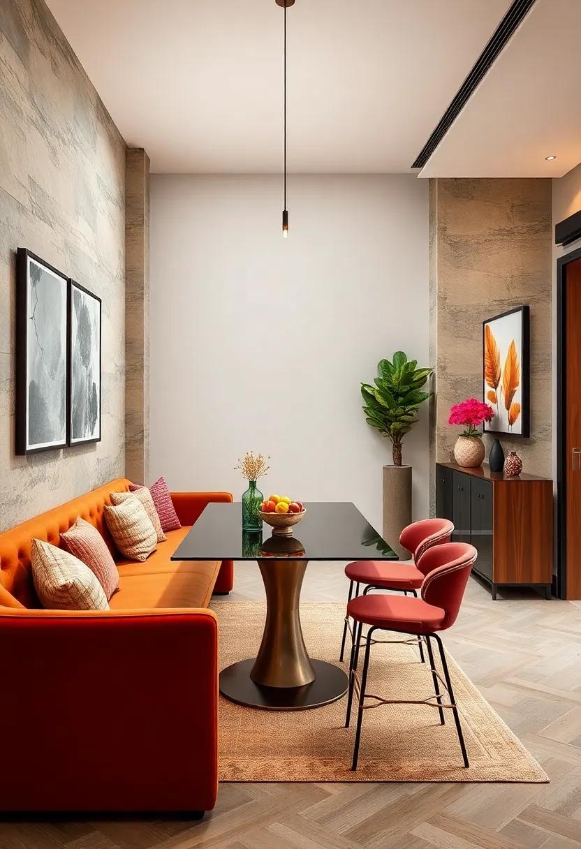 Narrow Console Tables Paired with Bar Stools