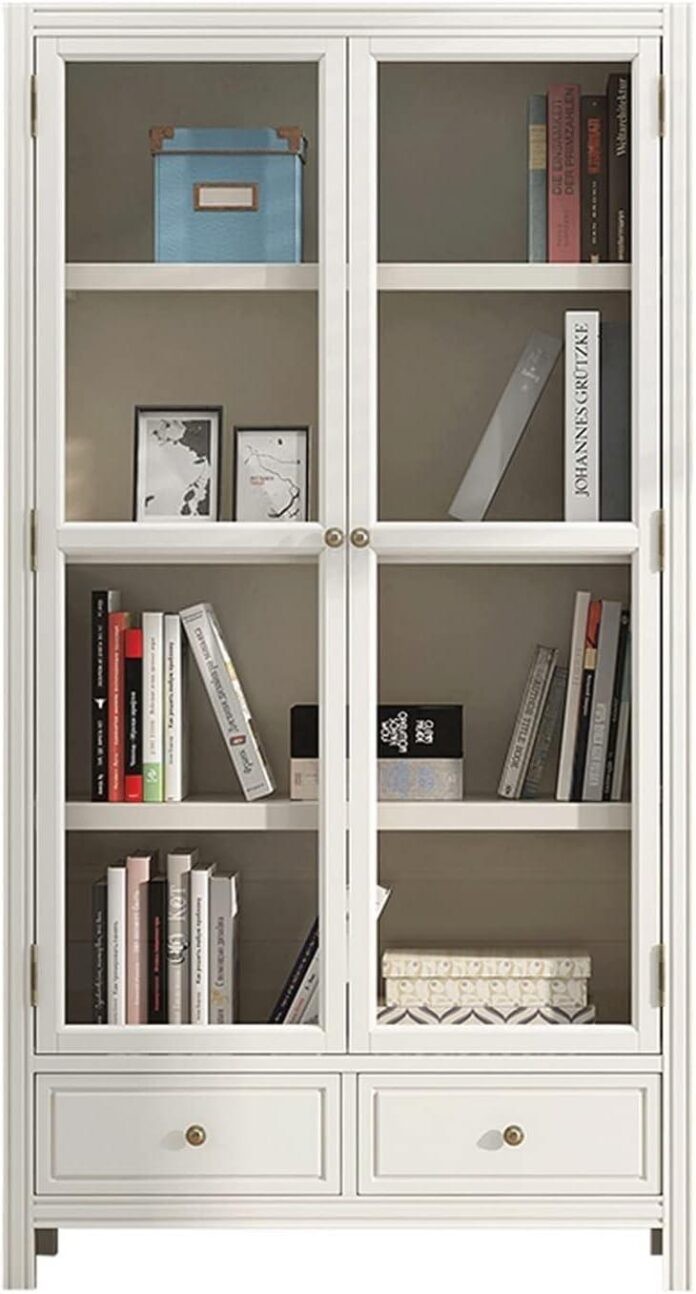 Our Honest Take on the Independent White Glass-Door Bookshelf Rack