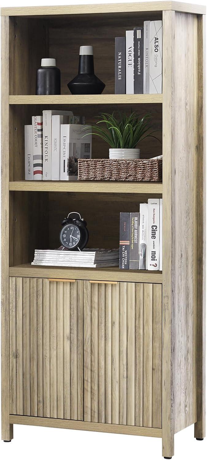 Our Honest Take: Sunwashed Ash Oak 5-Tier Bookshelf with Doors