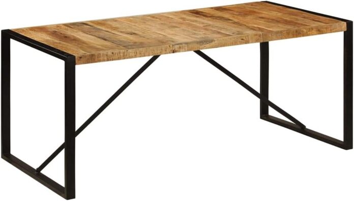 Gather Around a Solid Mango Wood Dining Table with Industrial Charm