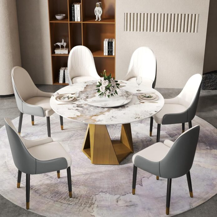 Gather Around: Exploring a Durable Marble Dining Table with Rotating Turntable