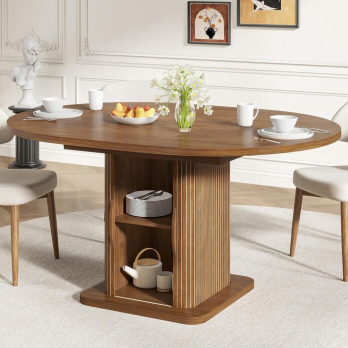 Transforming Spaces: Versatile Extendable Round Dining Table with Storage
