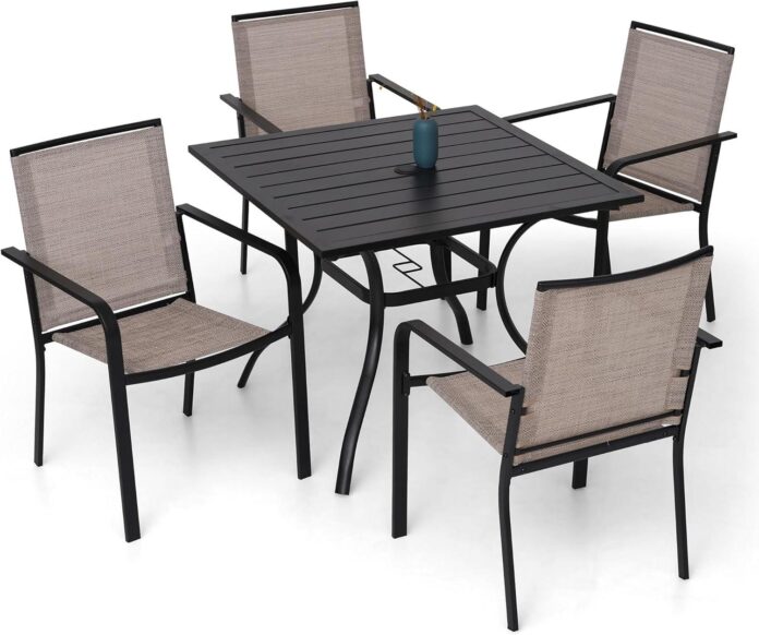 5 Piece Outdoor Dining Set Built For Compact Comfort And Style