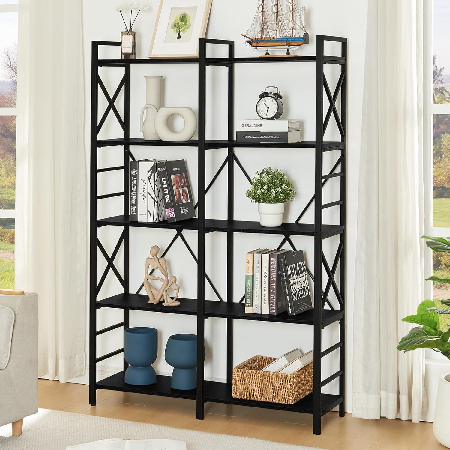 Our ​take on the HOMBAZAAR 5-Tier Industrial Bookshelf: Sturdy & ⁢Stylish