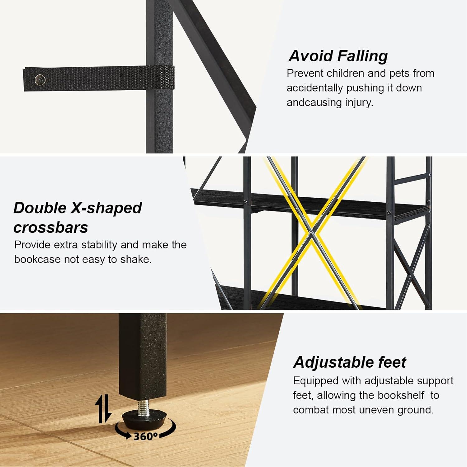 Our Take on the HOMBAZAAR 5-Tier industrial Bookshelf: Sturdy & Stylish