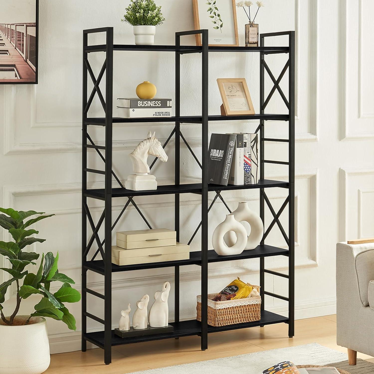 Our Take on the HOMBAZAAR ‌5-Tier Industrial Bookshelf: Sturdy & Stylish