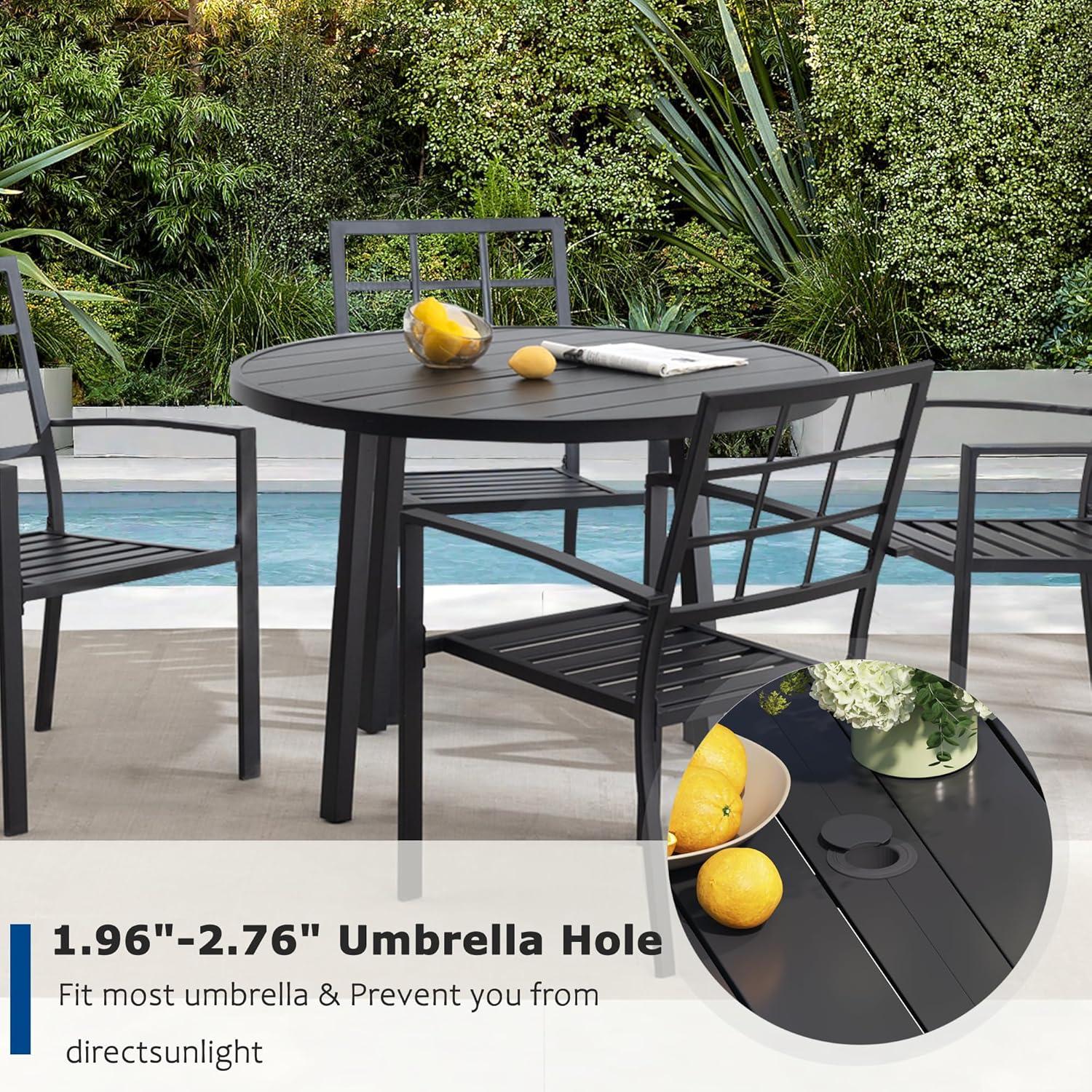 A Stylish & sturdy Black Metal Outdoor Dining Set for Four