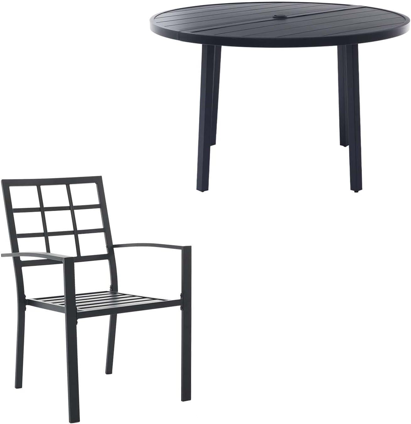 A stylish & Sturdy Black Metal Outdoor Dining Set for Four