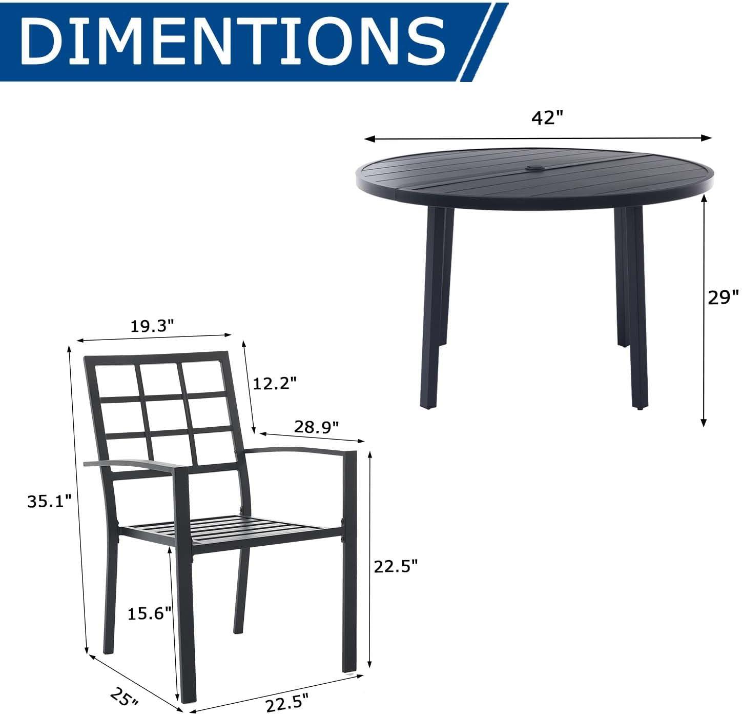 A Stylish & Sturdy Black Metal Outdoor Dining Set for Four