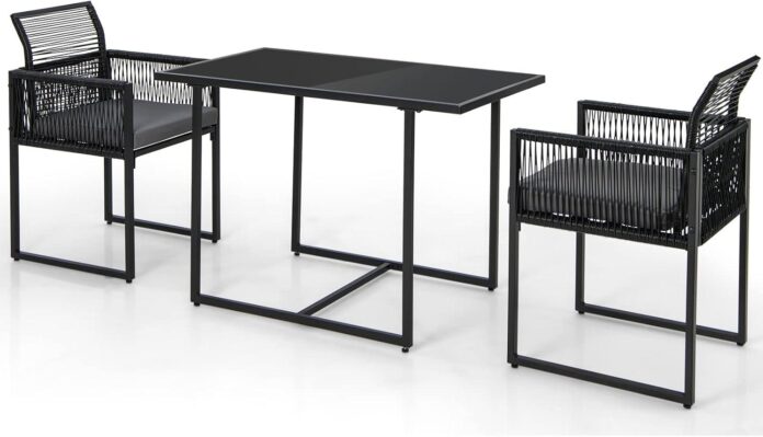 Dortala 3 Piece Patio Set Stylish Comfort Meets Space Saving Design