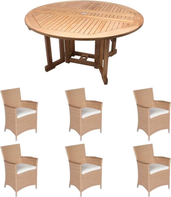 Elevate Outdoor Dining With A Stylish Teak And Wicker Set