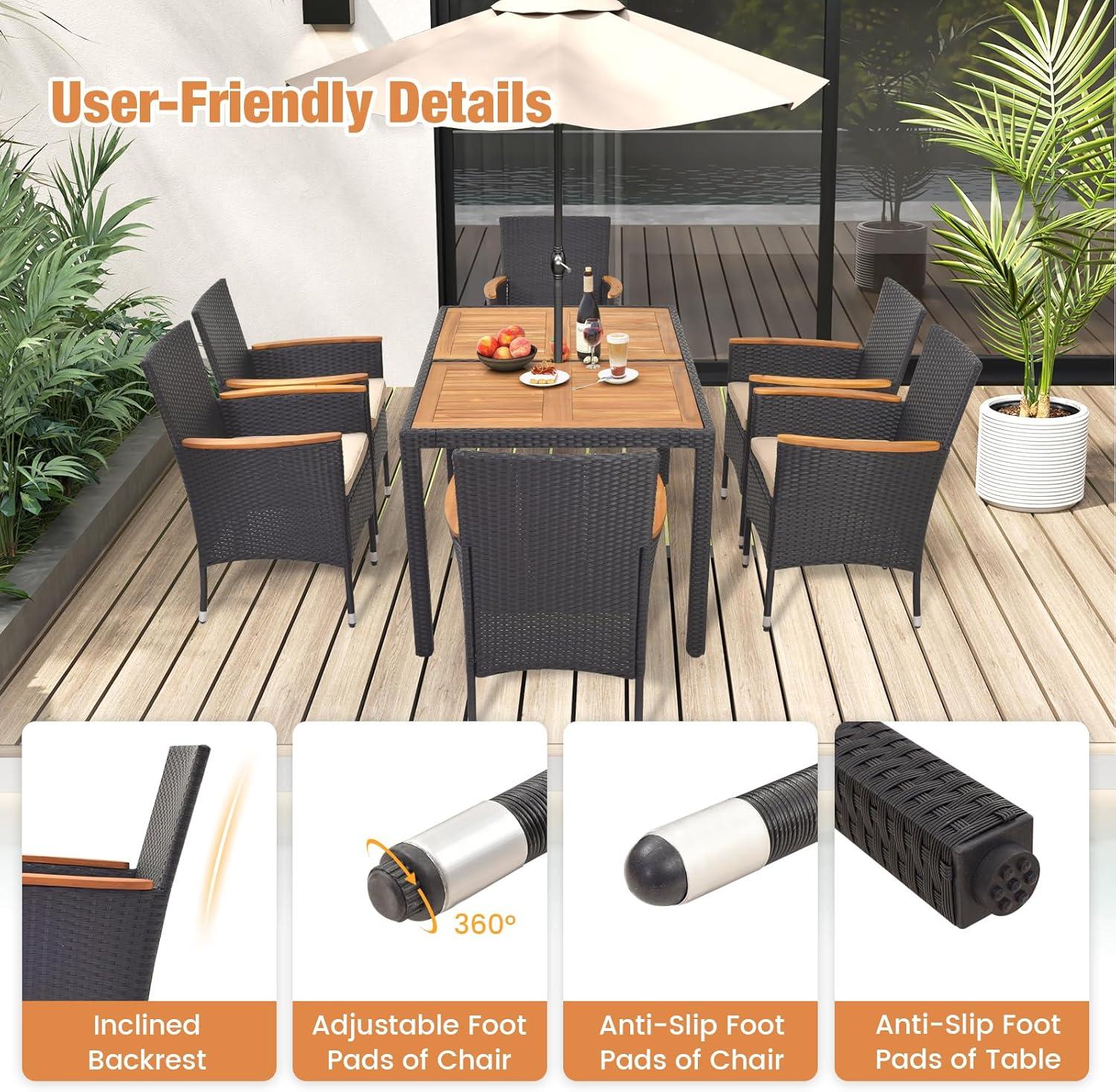 Elevate Outdoor Dining with Elegant Acacia & Rattan Comfort