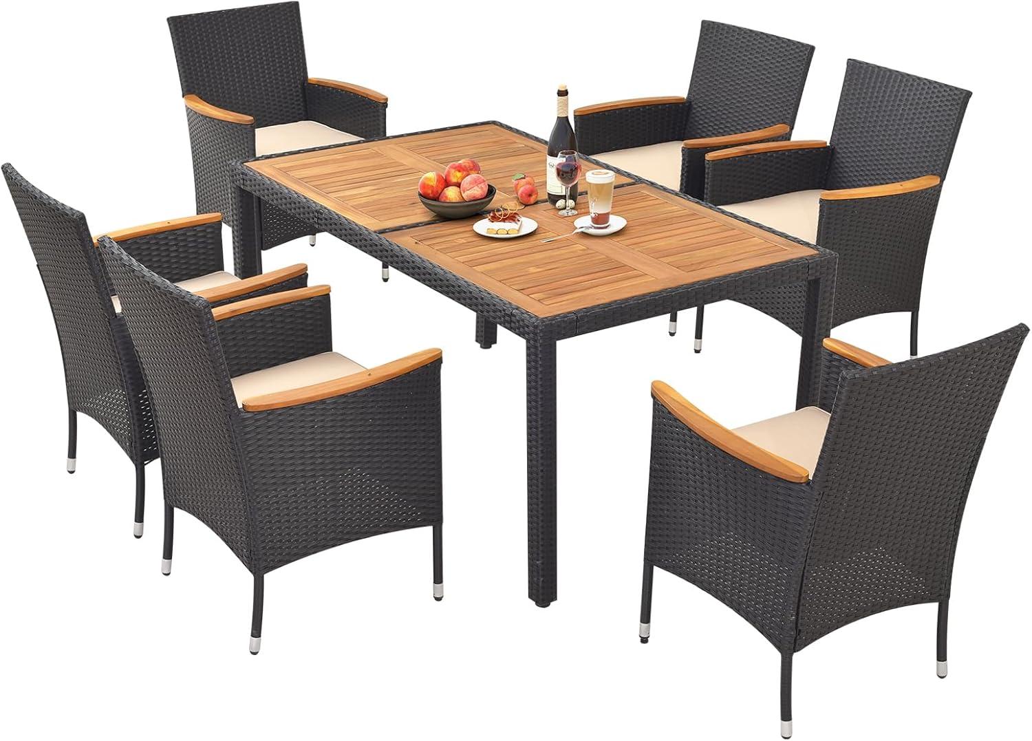 Elevate Outdoor Dining with Elegant acacia & Rattan Comfort